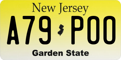 NJ license plate A79POO