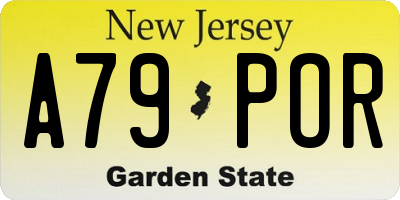 NJ license plate A79POR