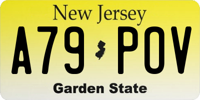 NJ license plate A79POV