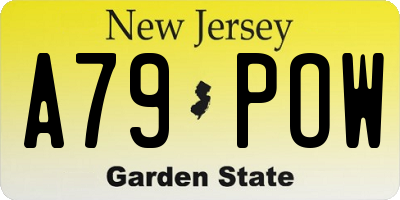 NJ license plate A79POW