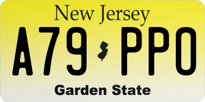 NJ license plate A79PPO