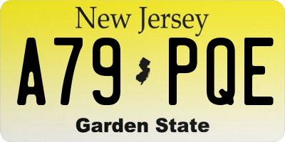NJ license plate A79PQE