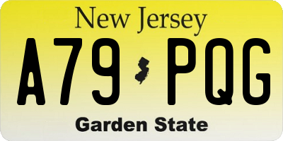 NJ license plate A79PQG