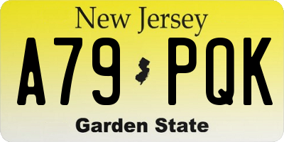 NJ license plate A79PQK