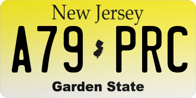 NJ license plate A79PRC