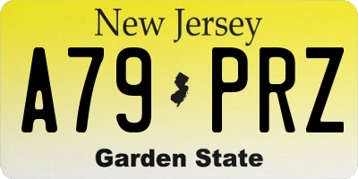 NJ license plate A79PRZ