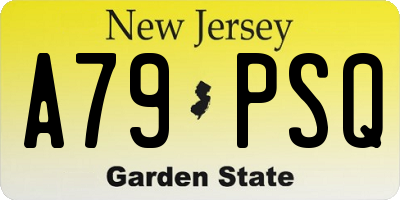 NJ license plate A79PSQ