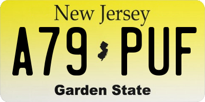 NJ license plate A79PUF