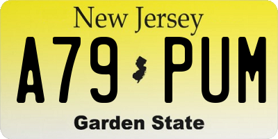 NJ license plate A79PUM
