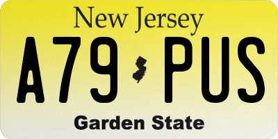 NJ license plate A79PUS