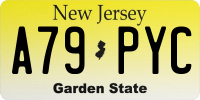NJ license plate A79PYC