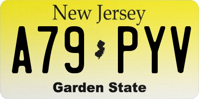 NJ license plate A79PYV