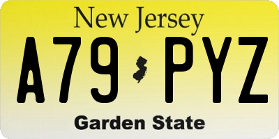 NJ license plate A79PYZ