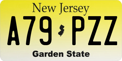 NJ license plate A79PZZ