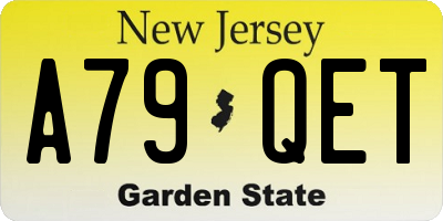 NJ license plate A79QET