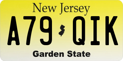NJ license plate A79QIK