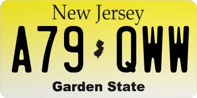 NJ license plate A79QWW