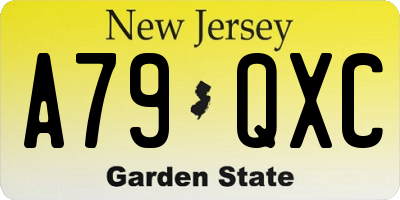 NJ license plate A79QXC
