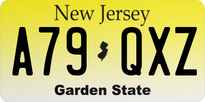 NJ license plate A79QXZ