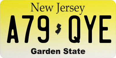 NJ license plate A79QYE