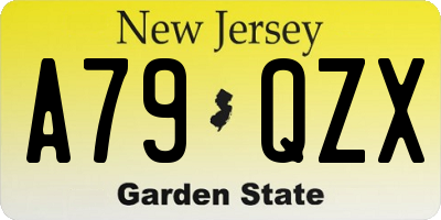 NJ license plate A79QZX