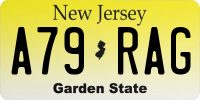 NJ license plate A79RAG