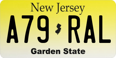 NJ license plate A79RAL