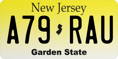 NJ license plate A79RAU