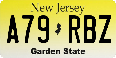 NJ license plate A79RBZ