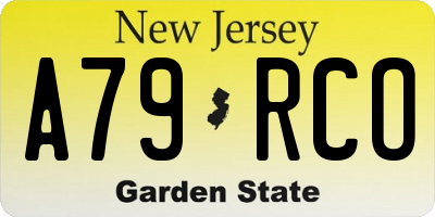 NJ license plate A79RCO