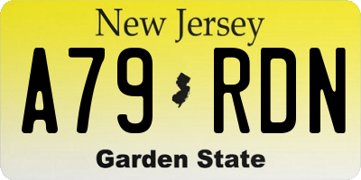 NJ license plate A79RDN