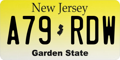NJ license plate A79RDW
