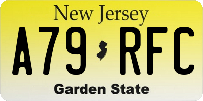 NJ license plate A79RFC