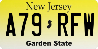 NJ license plate A79RFW