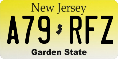 NJ license plate A79RFZ