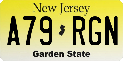 NJ license plate A79RGN