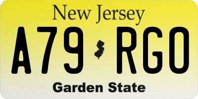NJ license plate A79RGO