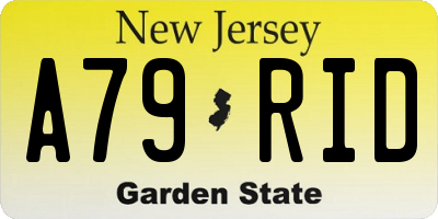 NJ license plate A79RID