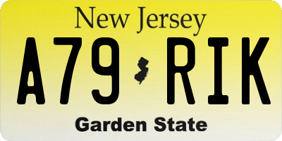 NJ license plate A79RIK