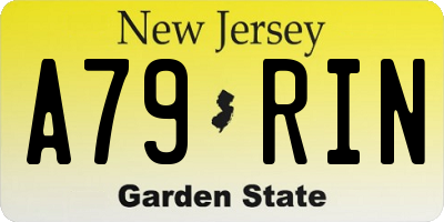 NJ license plate A79RIN