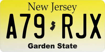 NJ license plate A79RJX