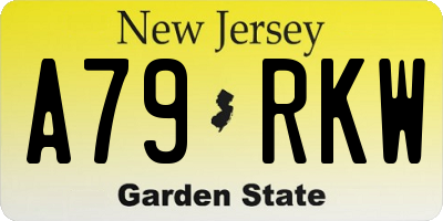 NJ license plate A79RKW