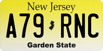 NJ license plate A79RNC