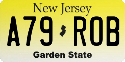 NJ license plate A79ROB