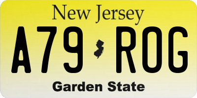 NJ license plate A79ROG