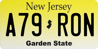 NJ license plate A79RON
