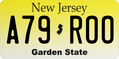 NJ license plate A79ROO