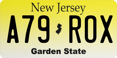 NJ license plate A79ROX