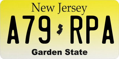 NJ license plate A79RPA