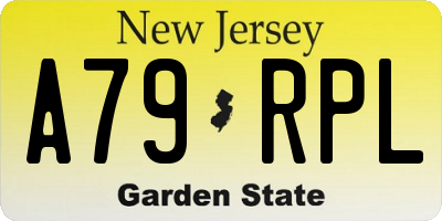 NJ license plate A79RPL
